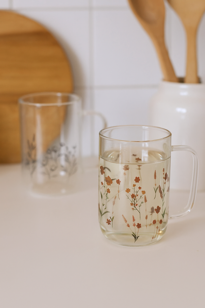 Caneca de Vidro Flor