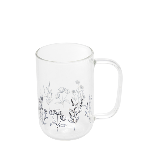Caneca de Vidro Flor