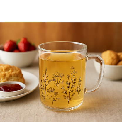 Caneca de Vidro Flor
