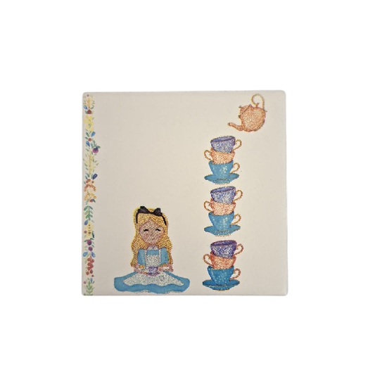 Mini Azulejo Alice - Bulé e Xicaras