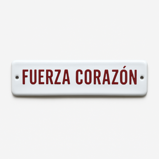Placa Decorativa Esmaltada Fuerza Corazón