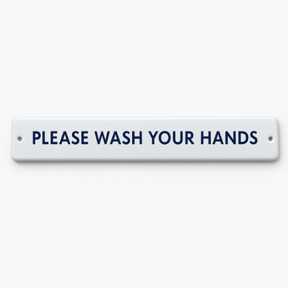 Placa Decorativa Esmaltada Please Wash Your Hands