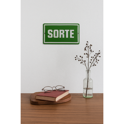 Placa Decorativa Esmaltada Sorte