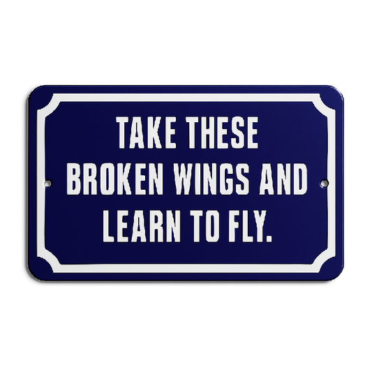 Placa Decorativa Esmaltada Take These Broken Wings and Learn to Fly.