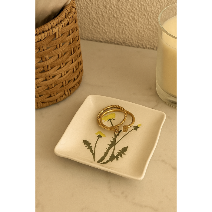 Porta Joia Decorativo Flor Amarela