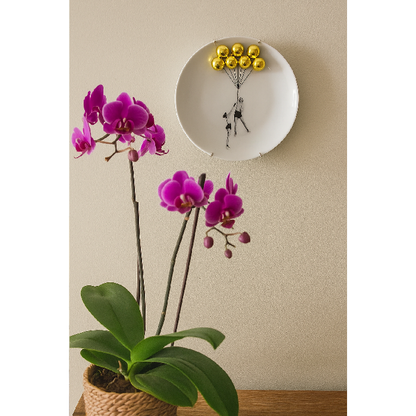 Prato Decorativo Meninas Balões Dourados - Greghi Design