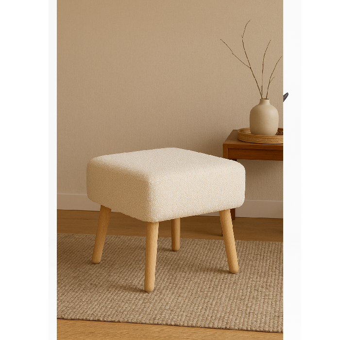 Pufe em Madeira e Boucle