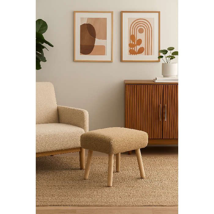 Pufe em Madeira e Boucle