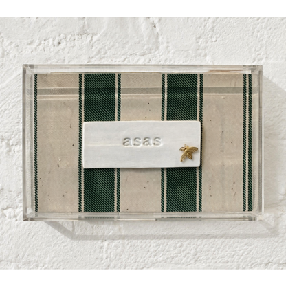 Quadro Acrílico com Linho Verde Listrado – Asas