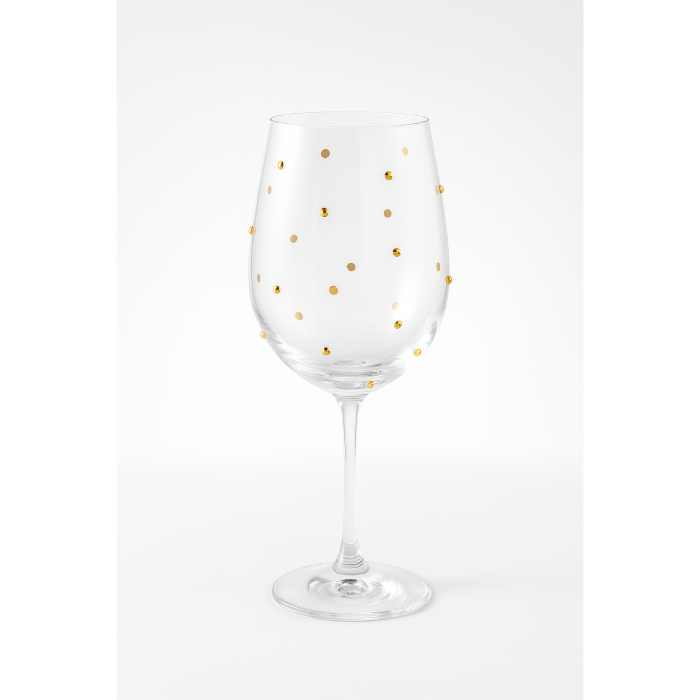 Taça de Vinho - Cristal com Detalhes Dourados
