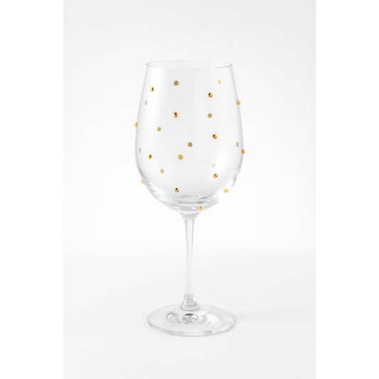Taça de Vinho - Cristal com Detalhes Dourados