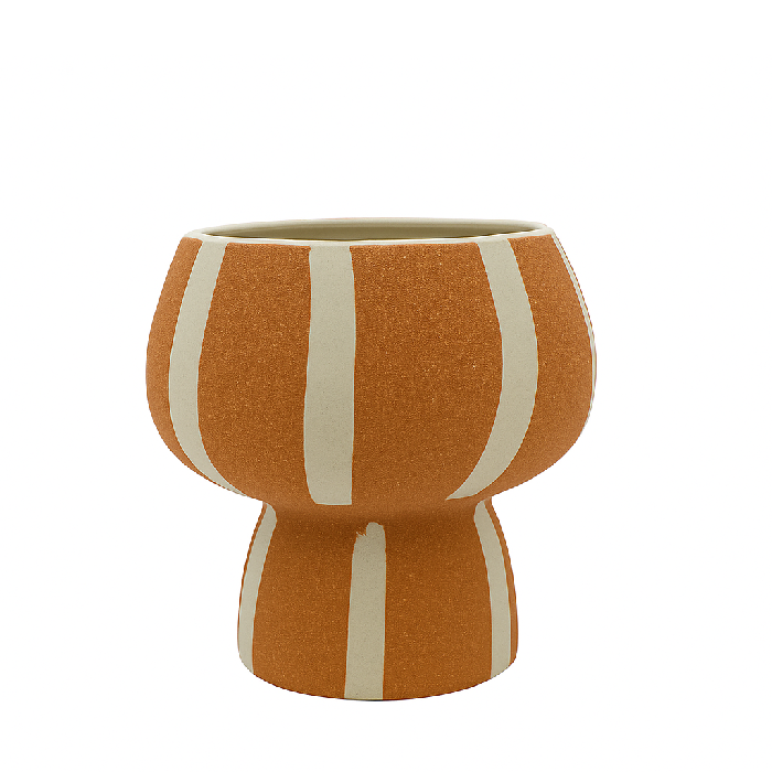 Vaso Cerâmica Listras Laranja