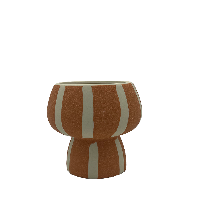 Vaso Cerâmica Listras Laranja