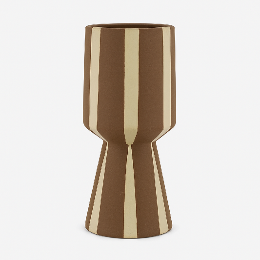 Vaso Cerâmica Listras Marrom