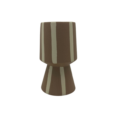 Vaso Cerâmica Listras Marrom