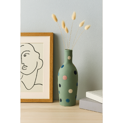Vaso Garrafa de Cerâmica Dots