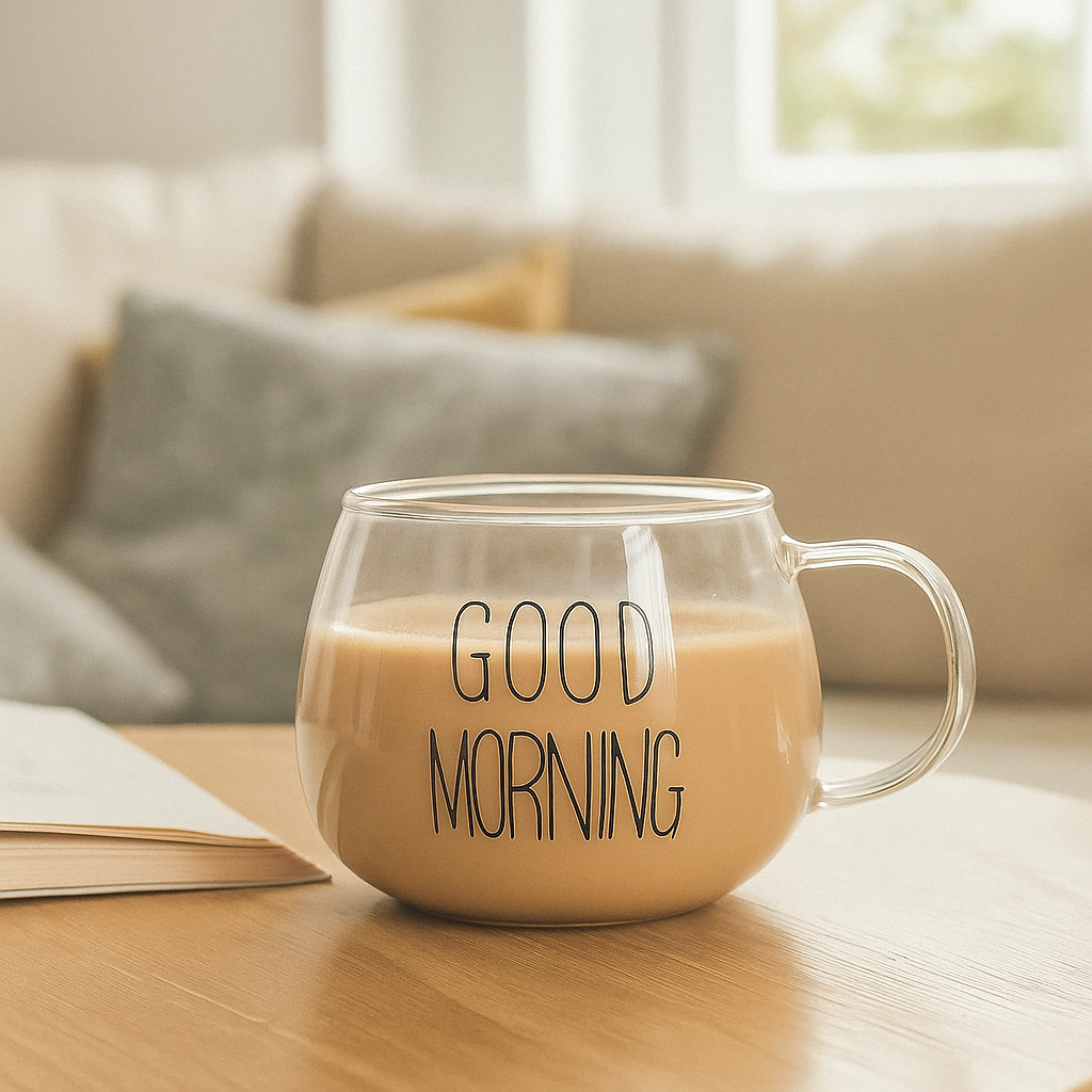 Xicara de Vidro Good Morning