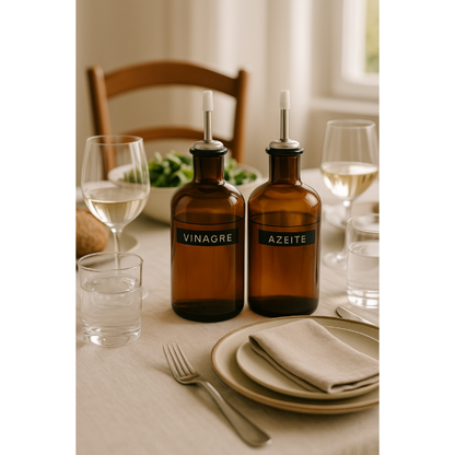 Porta Azeite de Vidro Âmbar