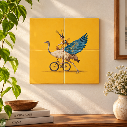 Quadro Azulejo Avestruz- Greghi Design