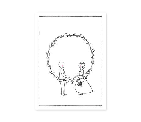 Cartão Duplo P&B Casamento - casaquetem