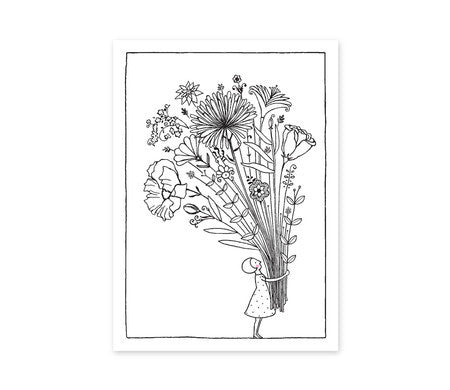 Cartão Duplo P&B Flores Gigantes - casaquetem