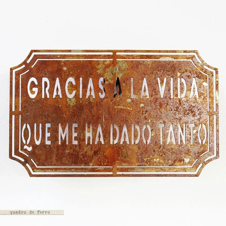 Placa Etiqueta de Ferro - Gracias a La Vida...
