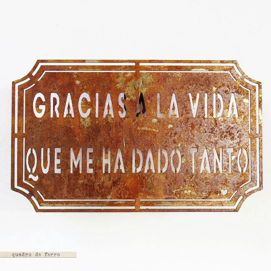 Placa Etiqueta de Ferro - Gracias a La Vida
