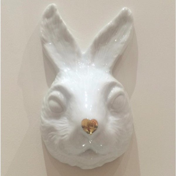 Máscara Coelho em Porcelana com Nariz Dourado - casaquetem