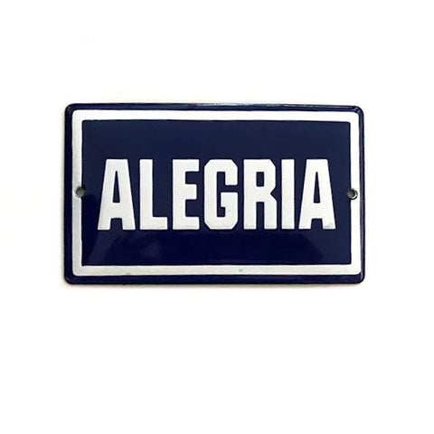 Placa Decorativa Esmaltada Alegria - casaquetem