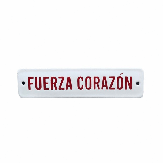 Placa Decorativa Esmaltada Fuerza Corazón - casaquetem