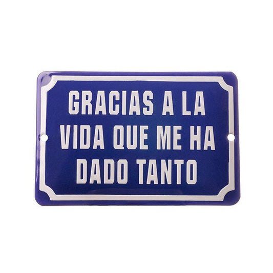 Placa Decorativa Esmaltada Gracias a La Vida - casaquetem