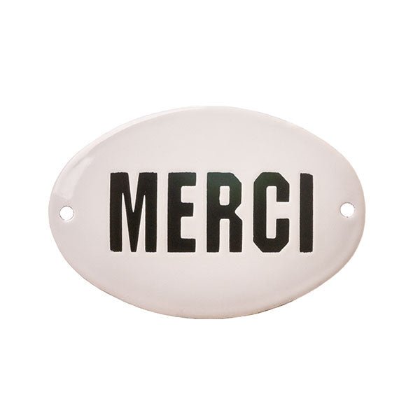 Placa Decorativa Esmaltada Merci - casaquetem
