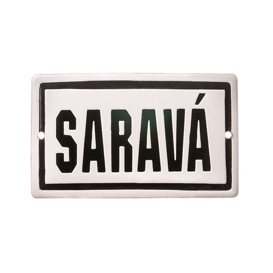 Placa Decorativa Esmaltada Saravá P&B - casaquetem