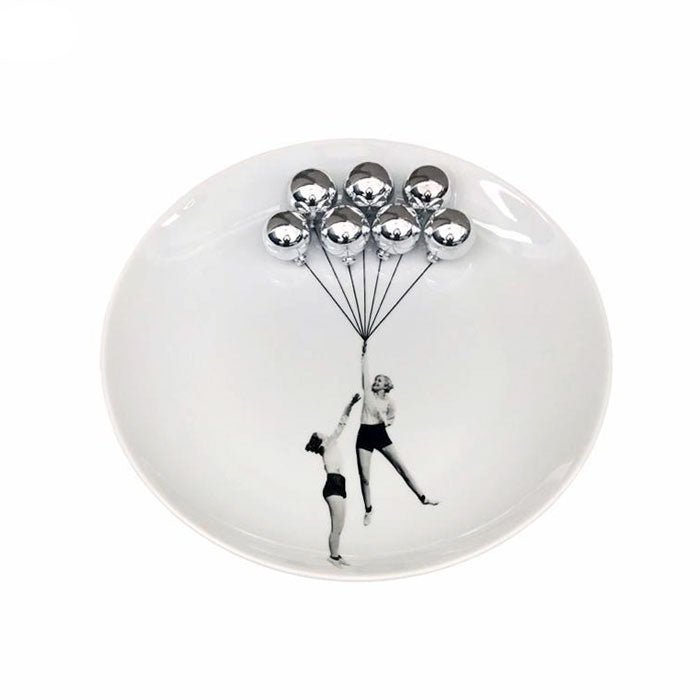 Prato Decorativo Meninas Balões Prata - casaquetem