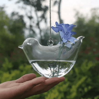 Vaso Suspenso Pássaro em Vidro - casaquetem